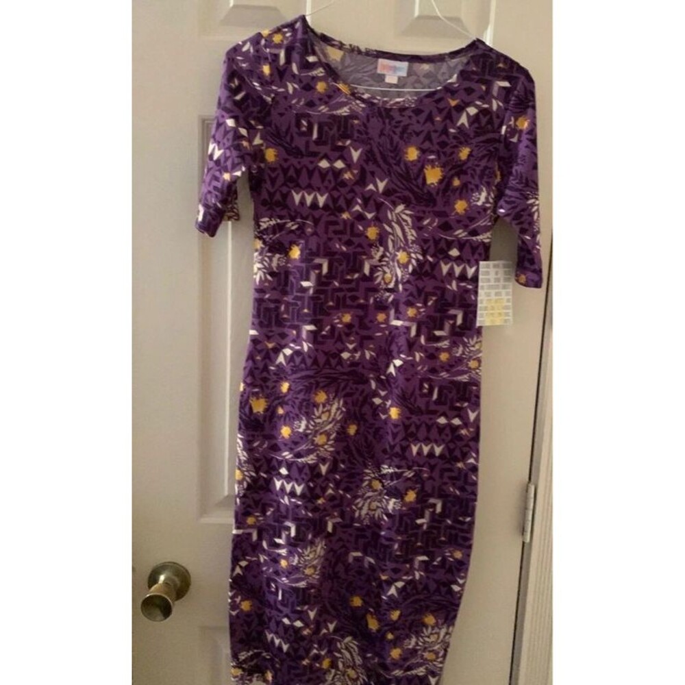 NWT Lularoe Julia dress XXS purple yellow